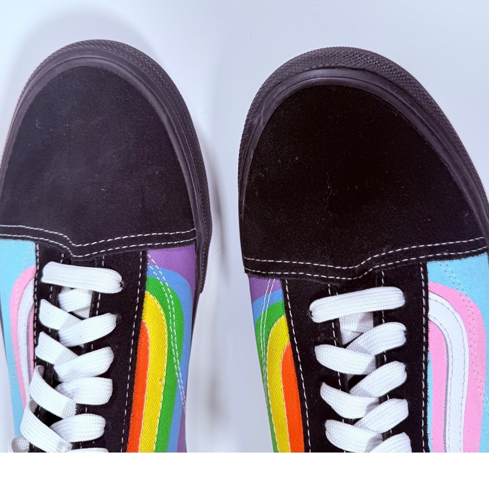Vans Skate Old Skool Pride Rainbow Trans Flag Black Sneakers Mens 12 Rave - Picture 8 of 13
